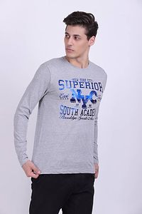 Men's Grey Cotton Printed Round Neck Tees-thumb3