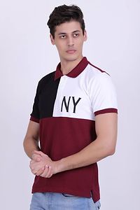 Men's Multicoloured Cotton Colourblocked Polos-thumb2