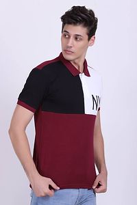 Men's Multicoloured Cotton Colourblocked Polos-thumb3