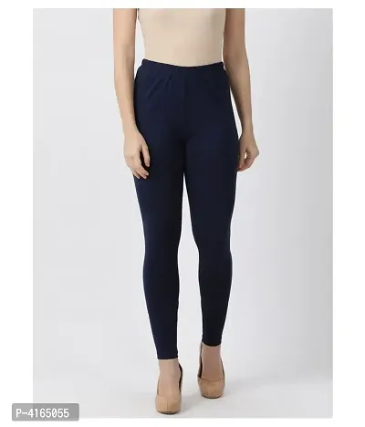 Women's Beautiful Navy Blue Solid Ankle Length Legging-thumb0