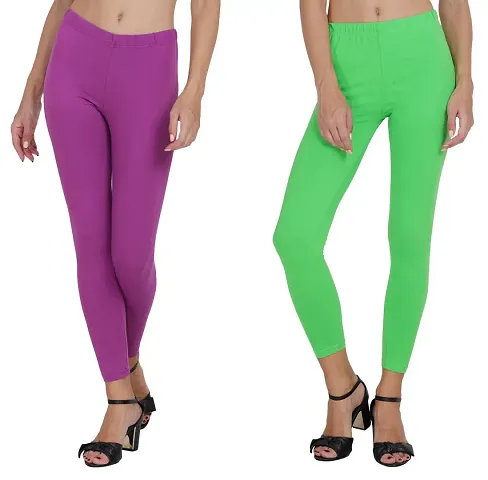 Stylish Lycra Ankle Leggings Combo ( Pack Of 2 )