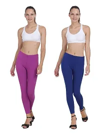 Stylish Cotton Lycra Multicoloured Ankle Leggings Combo ( Pack Of 2 )-thumb4