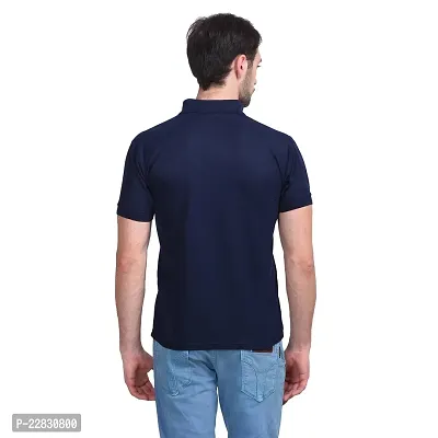 Stylish Navy Blue Polyester Polos For Men-thumb2