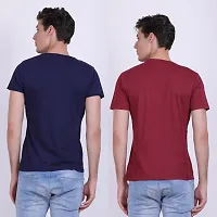 Men's Multicoloured Cotton Blend Self Pattern Tees (Pack of 2)-thumb1