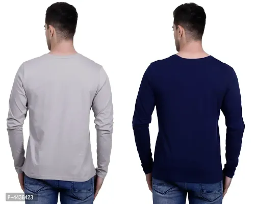 Men's Multicoloured Cotton Blend Colourblocked Round Neck Tees (Pack of 2)-thumb2