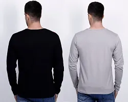 Men's Multicoloured Cotton Blend Self Pattern Round Neck Tees (Pack of 2)-thumb1