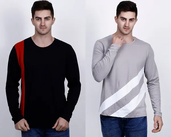 Men's Blend Striped Round Neck Tees (Pack of 2)