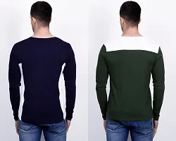 Men's Multicoloured Cotton Blend Self Pattern Round Neck Tees (Pack of 2)-thumb1