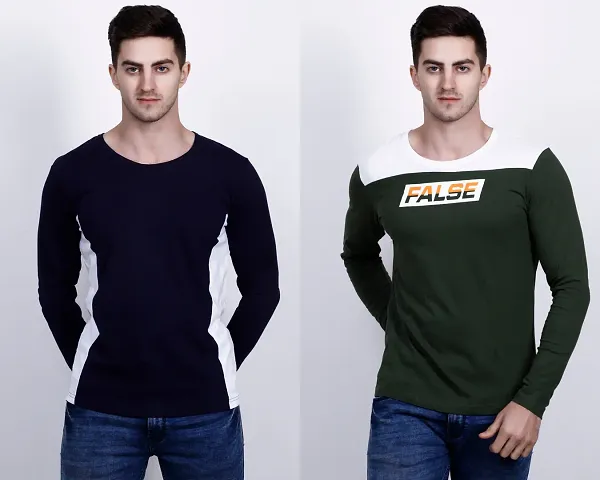 Men's Blend Self Pattern Round Neck Tees (Pack of 2)