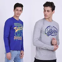 Men's Multicoloured Cotton Blend Printed Round Neck Tees (Pack of 2)-thumb3