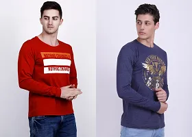 Men's Multicoloured Cotton Blend Printed Round Neck Tees (Pack of 2)-thumb3