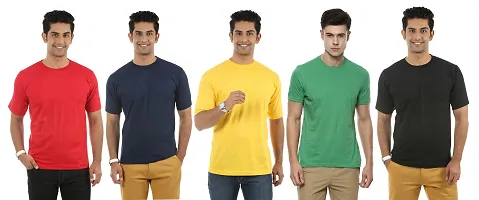 Combo Pack Solid Cotton Blend Round Neck T Shirts