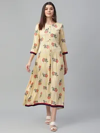 Stylish Yellow Cotton Slub Printed Floral Kurta-thumb1