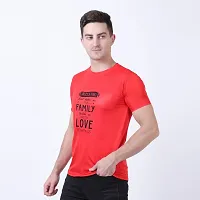 Men's Red Polyester Printed Round Neck Tees-thumb1