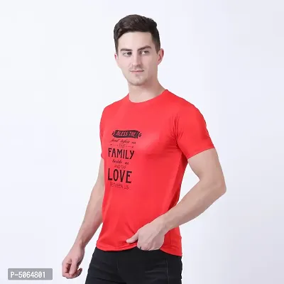 Men's Red Polyester Printed Round Neck Tees-thumb2