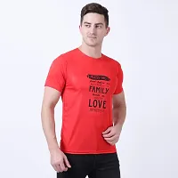 Men's Red Polyester Printed Round Neck Tees-thumb2