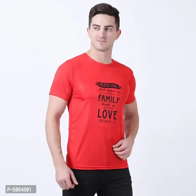 Men's Red Polyester Printed Round Neck Tees-thumb3