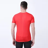 Men's Red Polyester Printed Round Neck Tees-thumb3