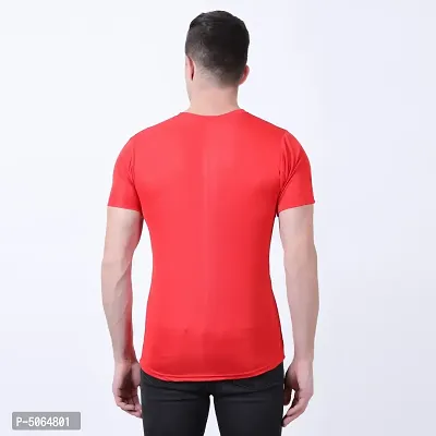 Men's Red Polyester Printed Round Neck Tees-thumb4