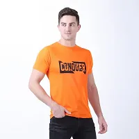 Men's Orange Polyester Printed Round Neck Tees-thumb2