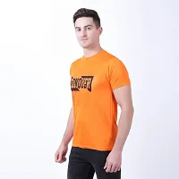 Men's Orange Polyester Printed Round Neck Tees-thumb1