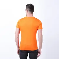 Men's Orange Polyester Printed Round Neck Tees-thumb3