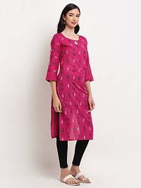 Reliable Red Rayon Geometric Print Straight Kurta For Women-thumb2