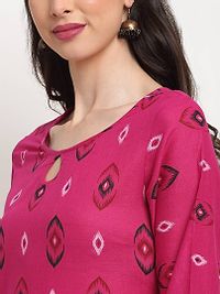 Reliable Red Rayon Geometric Print Straight Kurta For Women-thumb3