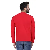 Stylish Red Polyester Solid Round Neck Tees For Men-thumb1