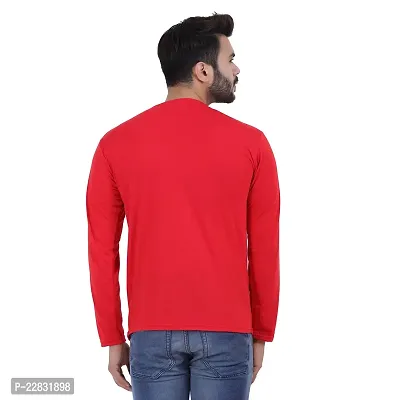 Stylish Red Polyester Solid Round Neck Tees For Men-thumb2