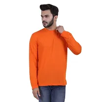 Stylish Orange Polyester Solid Round Neck Tees For Men-thumb2