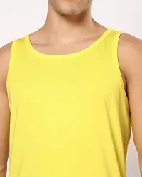 Stylish Yellow Polyester Sleeveless Gym Vest For Men-thumb3
