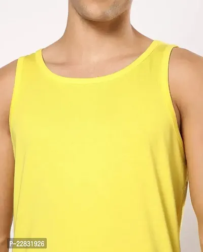 Stylish Yellow Polyester Sleeveless Gym Vest For Men-thumb4