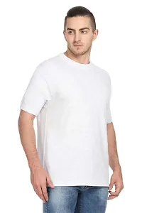 Stylish White Polyester Solid Short Sleeves Round Neck Tees For Men-thumb2