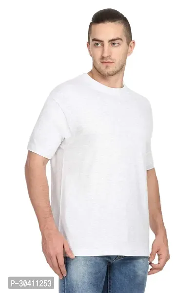 Stylish White Polyester Solid Short Sleeves Round Neck Tees For Men-thumb3