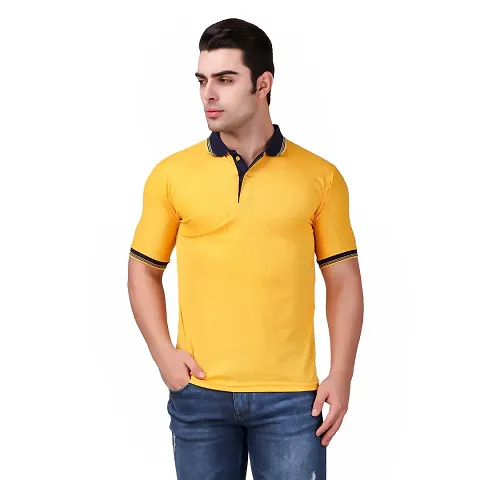 Reliable Polyester Blend Solid Polo T-Shirt For Men