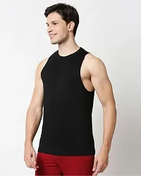 Stylish Multicoloured Polyester Sleeveless Gym Vest For Men Pack Of 3-thumb1