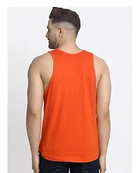Stylish Orange Polyester Sleeveless Gym Vest For Men-thumb1