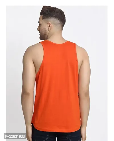 Stylish Orange Polyester Sleeveless Gym Vest For Men-thumb2