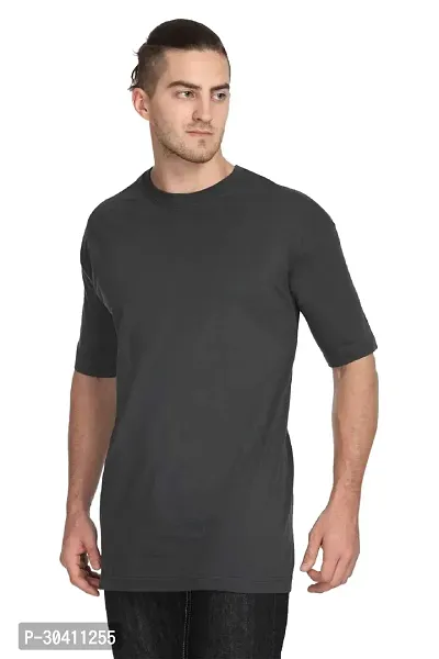 Stylish Black Polyester Solid Short Sleeves Round Neck Tees For Men-thumb2