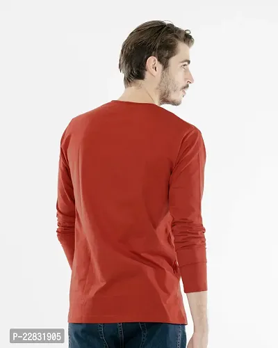 Stylish Orange Polyester Solid Round Neck Tees For Men-thumb3