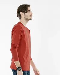 Stylish Orange Polyester Solid Round Neck Tees For Men-thumb3