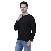 Stylish Black Polyester Solid Round Neck Tees For Men-thumb4