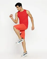 Stylish Red Polyester Sleeveless Gym Vest For Men-thumb4