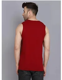 Stylish Maroon Polyester Sleeveless Gym Vest For Men-thumb1
