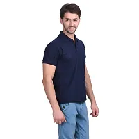 Stylish Navy Blue Polyester Polos For Men-thumb2