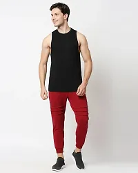 Stylish Black Polyester Sleeveless Gym Vest For Men-thumb4
