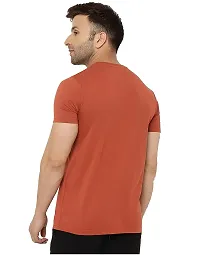 Stylish Orange Polyester Solid Short Sleeves Round Neck Tees For Men-thumb2