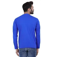 Stylish Blue Polyester Solid Round Neck Tees For Men-thumb1