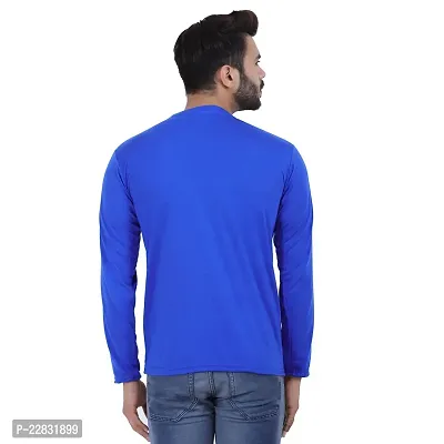 Stylish Blue Polyester Solid Round Neck Tees For Men-thumb2